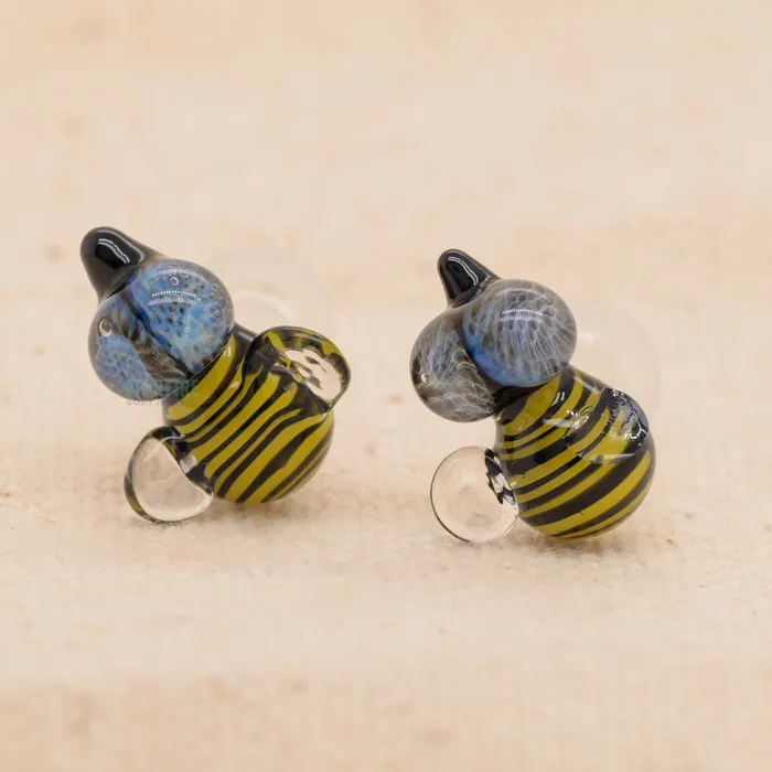 Earrings Glasswear Studios SingleFlared Bee Glass Plugs 6 ga