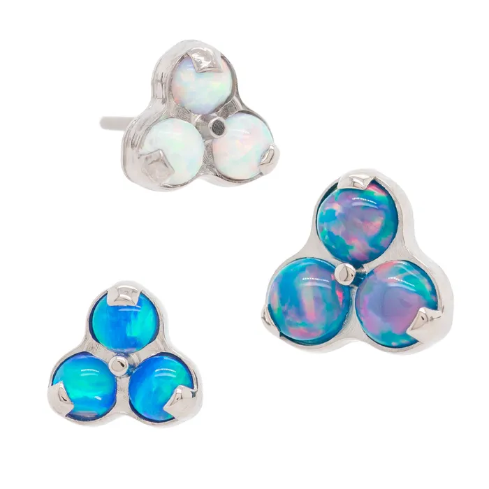 Earrings Industrial Strength IS threadless Opals in Trinity Menage a Trois End