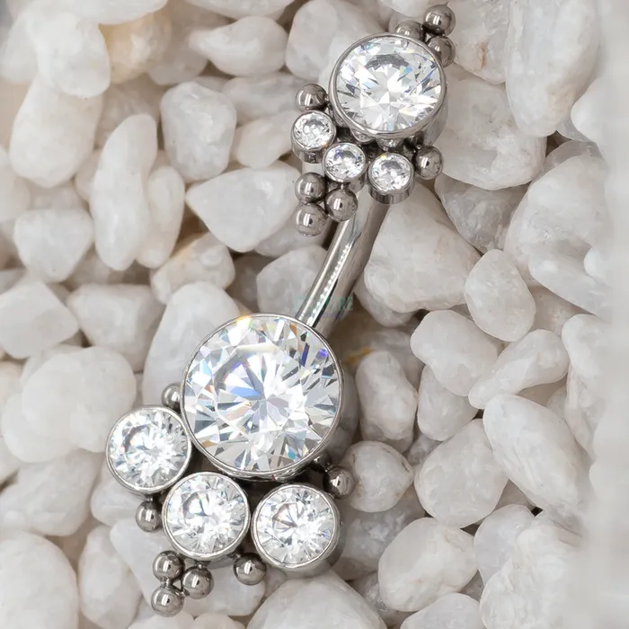 Earrings LeRoi 4HN Haute Couture Faceted Gem Navel Curve