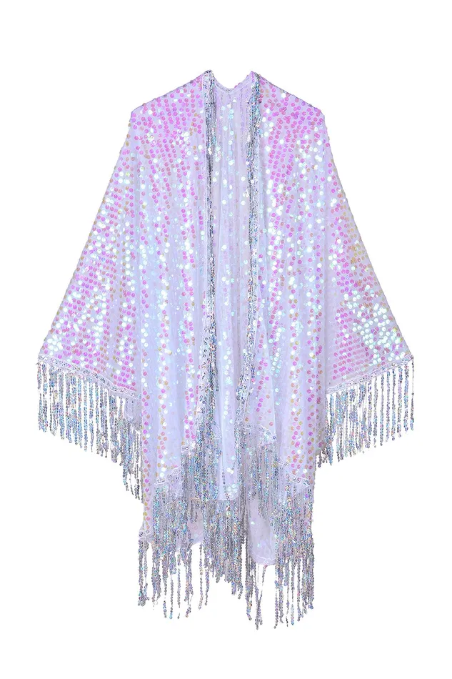Earrings lumishopusa Disco Sequin Tassel Kimono Pink Iridescent
