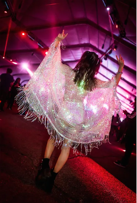 Earrings lumishopusa Disco Sequin Tassel Kimono Pink Iridescent