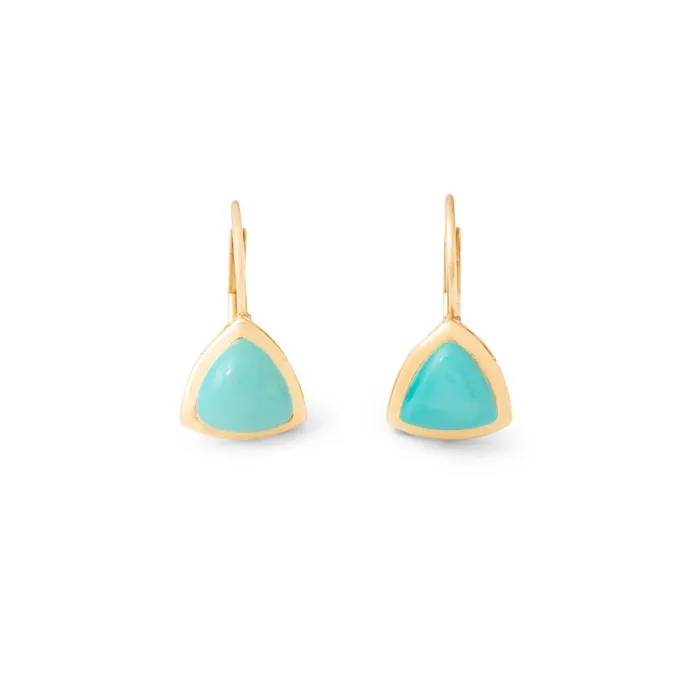 Earrings Mexican Turquoise and 14k Gold Drop Earrings Vintage