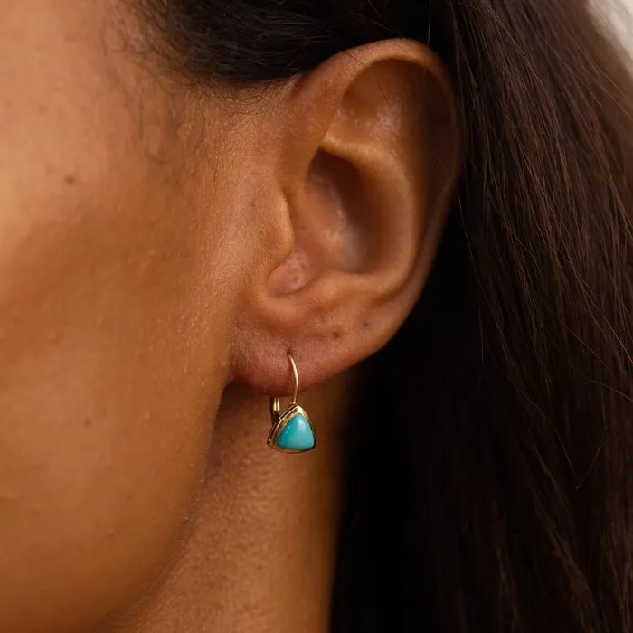 Earrings Mexican Turquoise and 14k Gold Drop Earrings Vintage