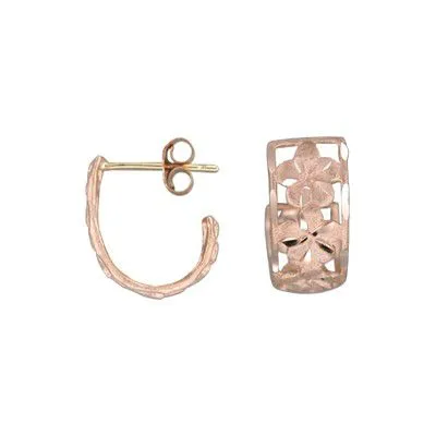 Earrings Rosa Marianas 14KT Solid Rose Gold Pika 6mm Plumeria Loop Earrings