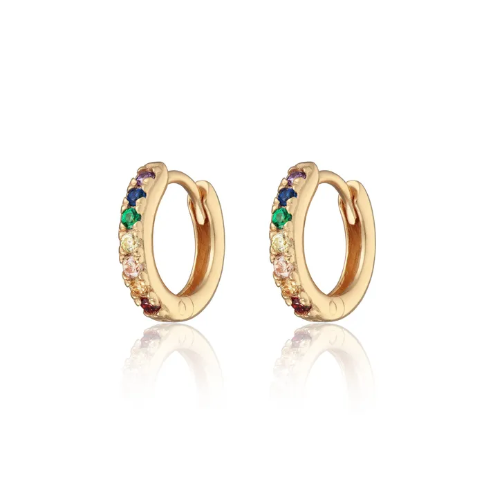 Earrings Scream Pretty Huggie Earrings with Rainbow Stones