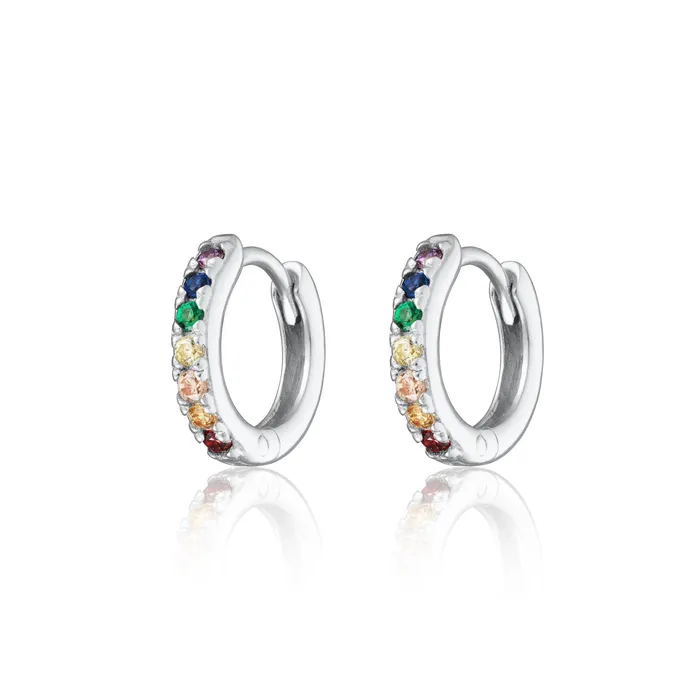 Earrings Scream Pretty Huggie Earrings with Rainbow Stones Earrings Scream Pretty Huggie Earrings with Rainbow Stones