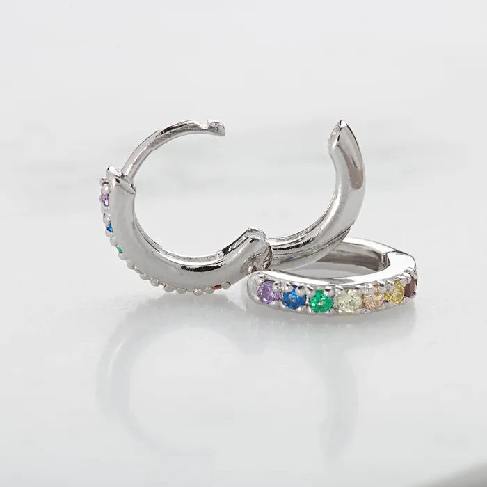 Earrings Scream Pretty Huggie Earrings with Rainbow Stones Earrings Scream Pretty Huggie Earrings with Rainbow Stones