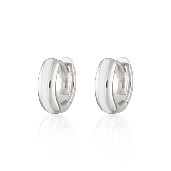 Earrings Scream Pretty Silver Candy Stripe Huggie Earrings in White
