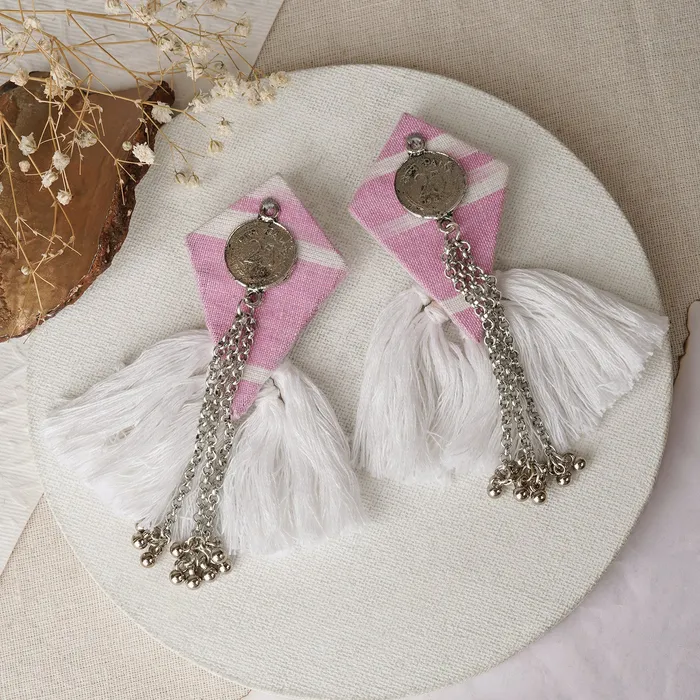 Earrings Teejh Teejh Vallari Pink Tassel Earring
