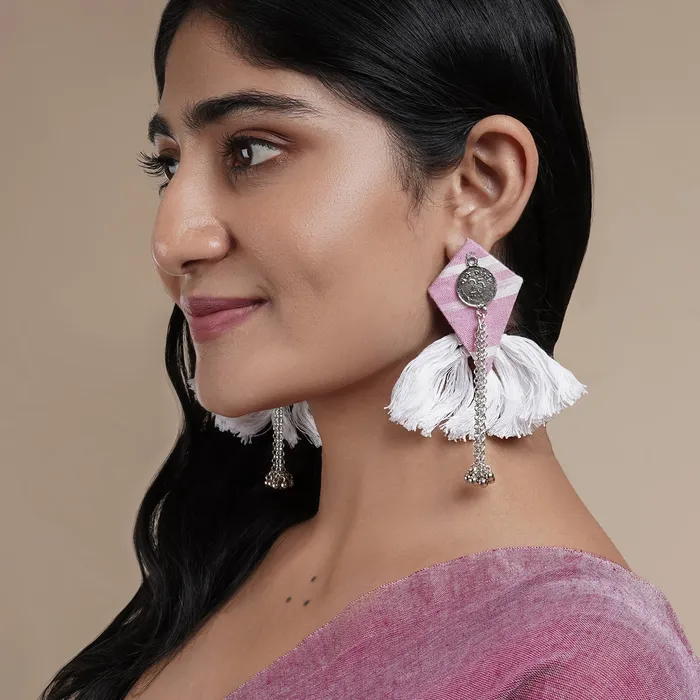Earrings Teejh Teejh Vallari Pink Tassel Earring Earrings Teejh Teejh Vallari Pink Tassel Earring
