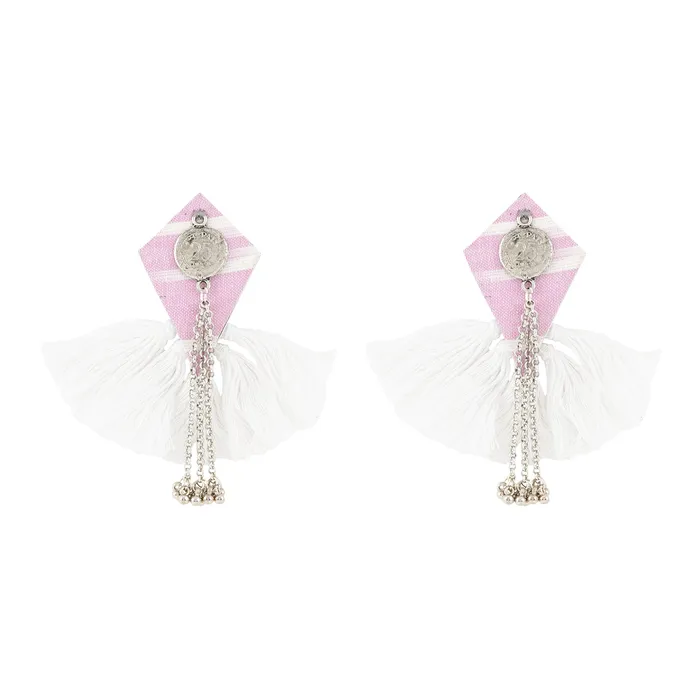 Earrings Teejh Teejh Vallari Pink Tassel Earring Earrings Teejh Teejh Vallari Pink Tassel Earring