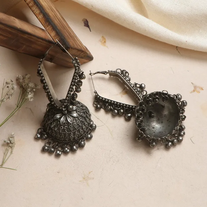 Earrings Teejh Turvi Silver Oxidised Earrings Teejh
