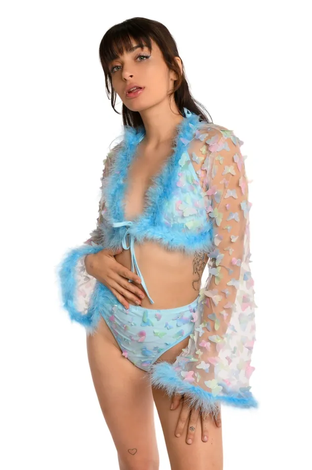 Earrings THE LUMI SHOP Blue Butterfly Fuzzy 3D Set 3 pcs