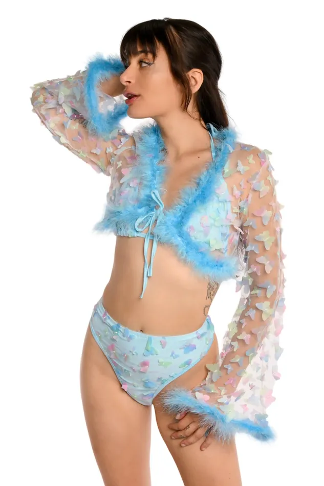 Earrings THE LUMI SHOP Blue Butterfly Fuzzy 3D Set 3 pcs
