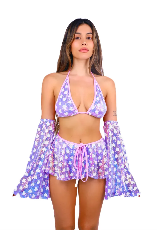 Earrings THE LUMI SHOP Lilac Hearts Aura Set 4 pcs