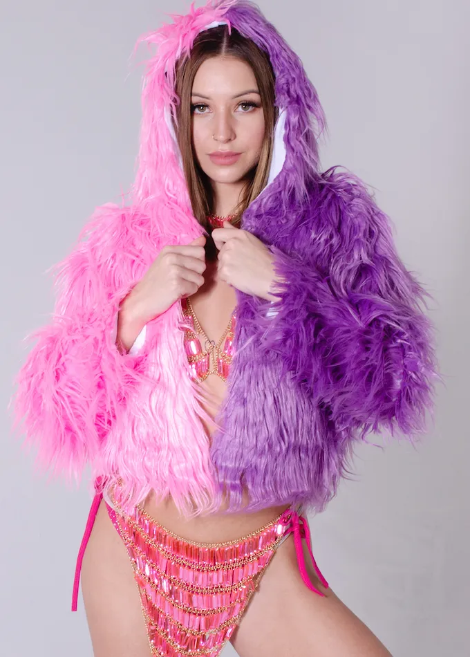 Earrings THE LUMI SHOP PinkPurple Fuzzy Jacket Earrings THE LUMI SHOP PinkPurple Fuzzy Jacket