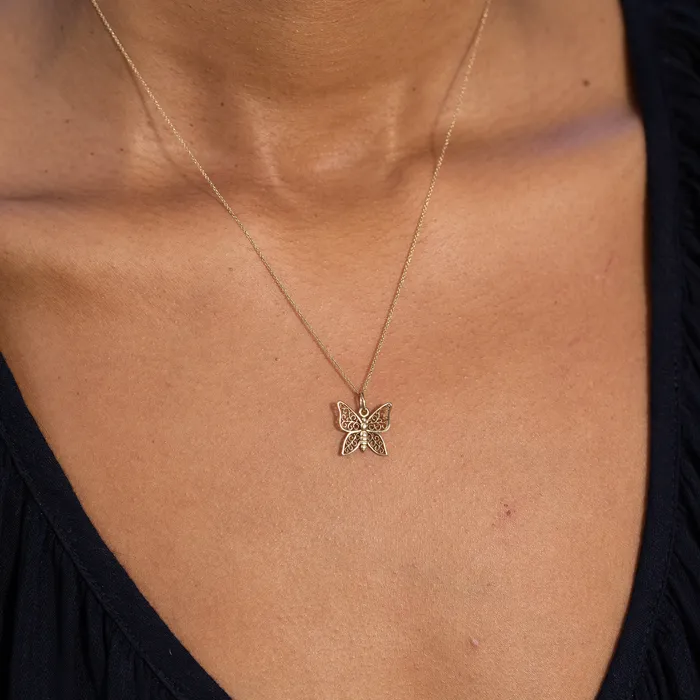 Earrings Vintage Butterfly 14K Gold Charm