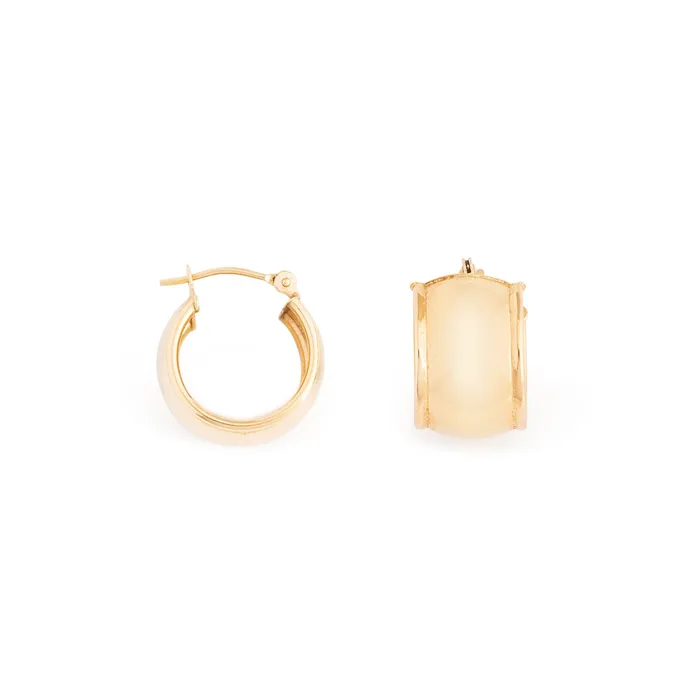 Earrings Vintage Wide 14k Gold Huggie Hoop Earrings