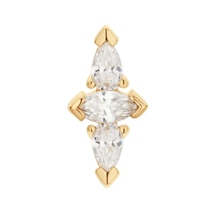 Ember Body Jewelry Necklaces threadless Spire End in Gold with White CZs