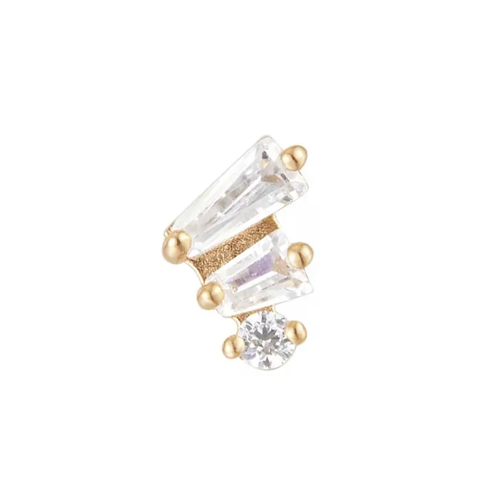 Ember Body Jewelry threadless Sequence End in Gold with White CZs Necklaces
