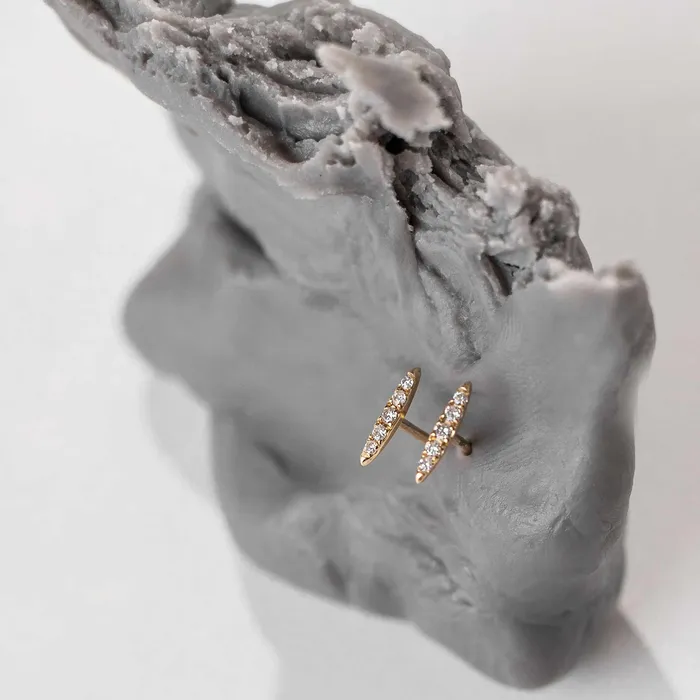 fejn PWD Earrings bar diamond stud solid gold