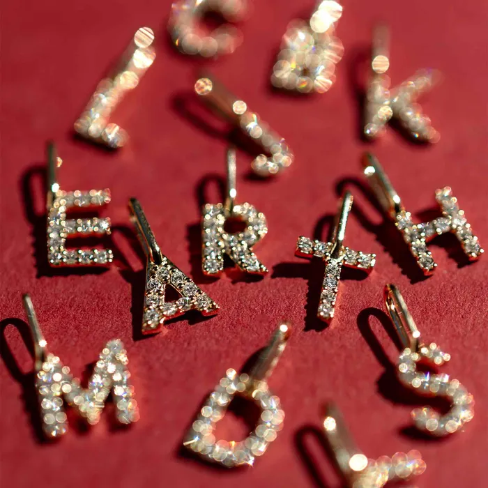 fejn PWD Necklaces diamond letter necklace charm solid gold