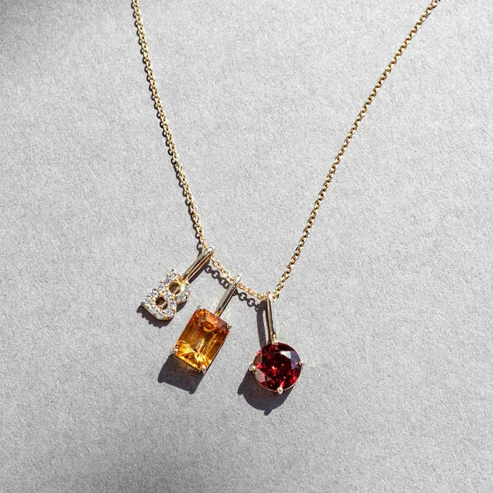 fejn PWD Necklaces diamond letter necklace charm solid gold