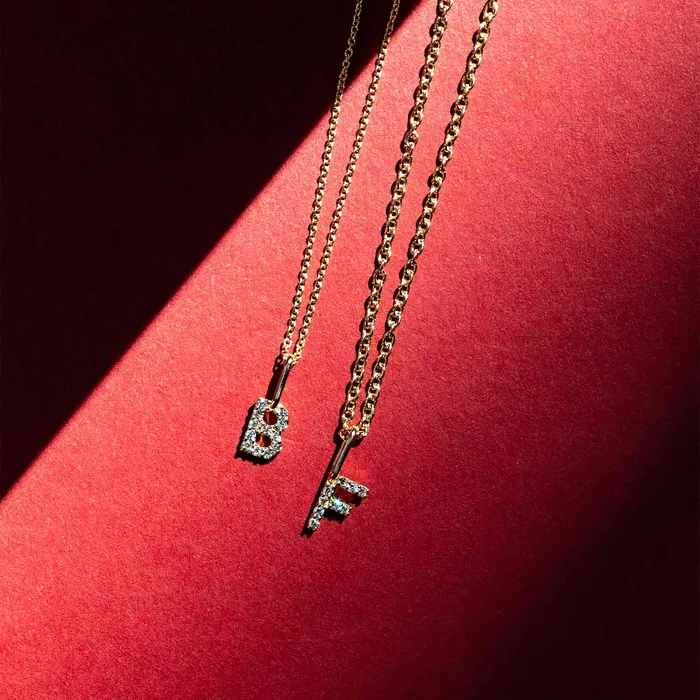 fejn PWD Necklaces diamond letter necklace charm solid gold