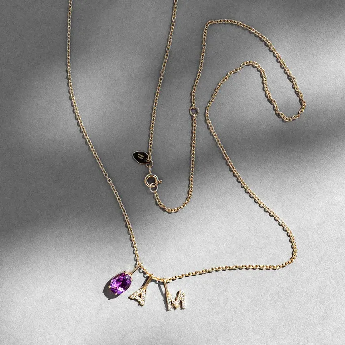 fejn PWD Necklaces diamond letter necklace charm solid gold