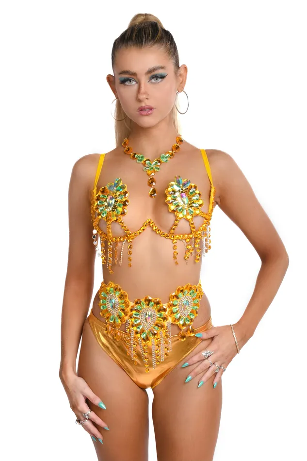 FULL OUTFIT Gold Sunflower 4 pc THE LUMI SHOP Earrings