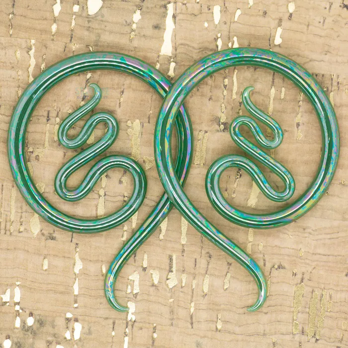 Glassheart Glass Heart Studio Earrings Glass Nika Moons Oil Slick Jade