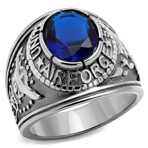 Green CJ7873OS Wholesale Stainless Steel United States Air Force Sapphire Ring Rings
