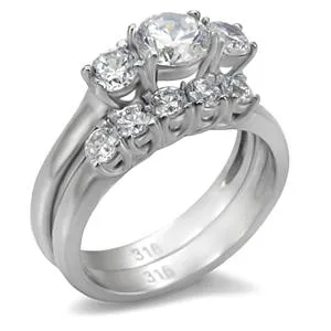 Green Rings CJ7788OS Wholesale Stainless Steel Round Cubic Zirconia Past Present Future Wedding Set Green Rings CJ7788OS Wholesale Stainless Steel Round Cubic Zirconia Past Present Future Wedding Set