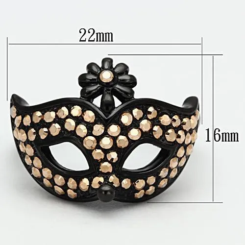 Green Rings CJ981 Wholesale Womens Stainless Steel IP Black Top Grade Crystal Metallic Light Gold Masquerade Mask Ring Green Rings CJ981 Wholesale Womens Stainless Steel IP Black Top Grade Crystal Metallic Light Gold Masquerade Mask Ring