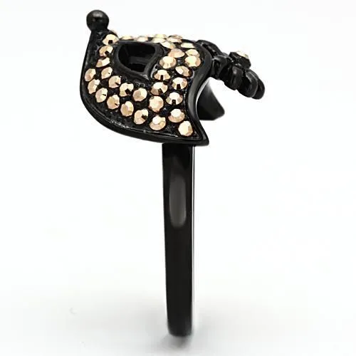 Green Rings CJ981 Wholesale Womens Stainless Steel IP Black Top Grade Crystal Metallic Light Gold Masquerade Mask Ring Green Rings CJ981 Wholesale Womens Stainless Steel IP Black Top Grade Crystal Metallic Light Gold Masquerade Mask Ring