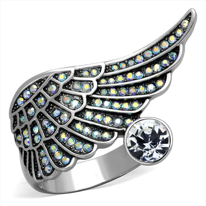 Green Rings CJG2709 Angelic Wing Crystal Cocktail Ring