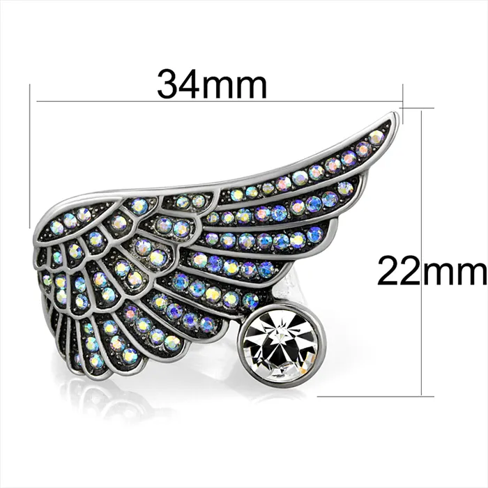 Green Rings CJG2709 Angelic Wing Crystal Cocktail Ring Green Rings CJG2709 Angelic Wing Crystal Cocktail Ring