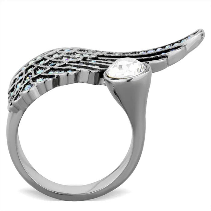Green Rings CJG2709 Angelic Wing Crystal Cocktail Ring Green Rings CJG2709 Angelic Wing Crystal Cocktail Ring