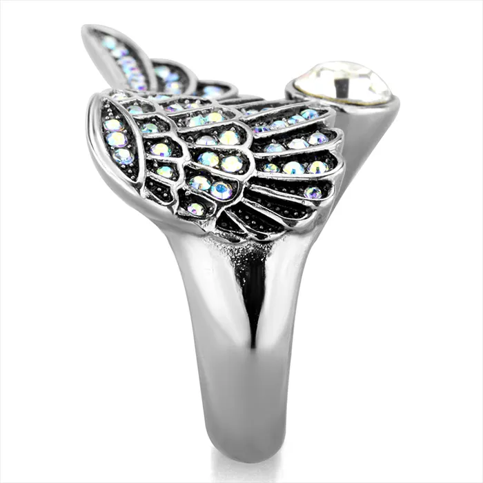 Green Rings CJG2709 Angelic Wing Crystal Cocktail Ring Green Rings CJG2709 Angelic Wing Crystal Cocktail Ring