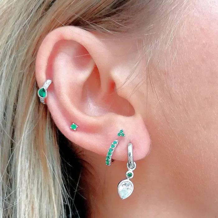 Green Stone Huggie and Tiny Stud Set of Earrings Scream Pretty Earrings Green Stone Huggie and Tiny Stud Set of Earrings Scream Pretty Earrings