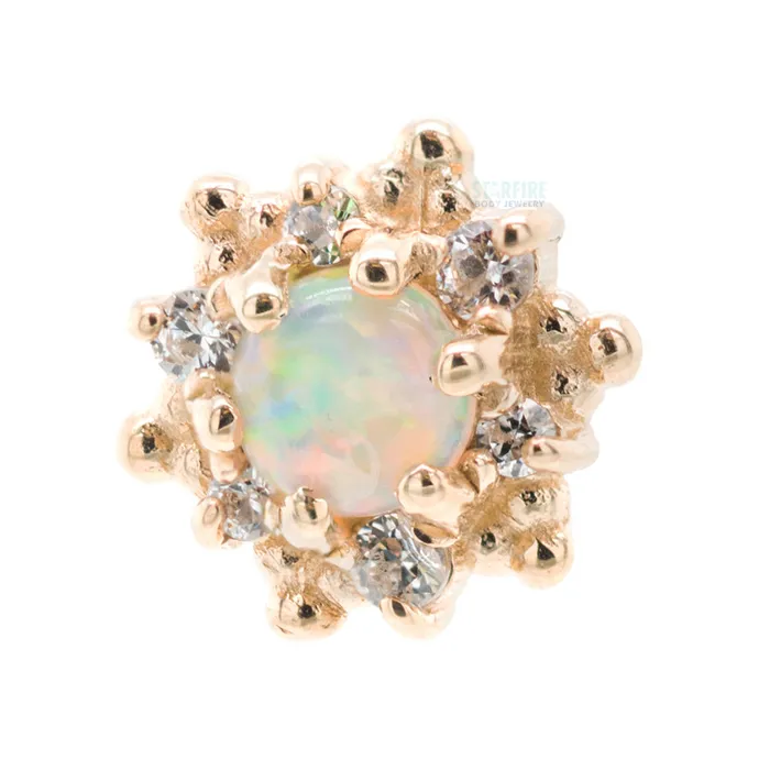 Hannah Threaded End in Gold with Genuine White Opal White CZs Body Vision BVLA Rings Hannah Threaded End in Gold with Genuine White Opal White CZs Body Vision BVLA Rings