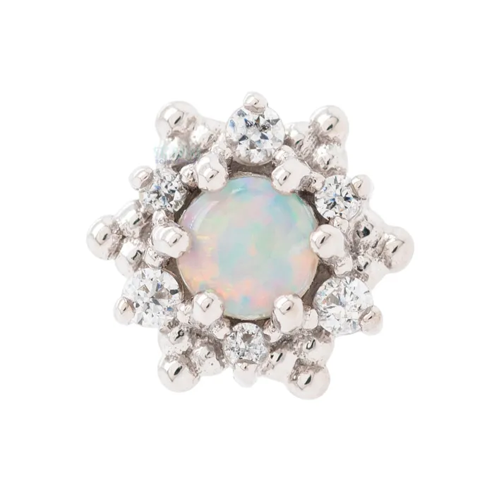 Hannah Threaded End in Gold with Genuine White Opal White CZs Body Vision BVLA Rings