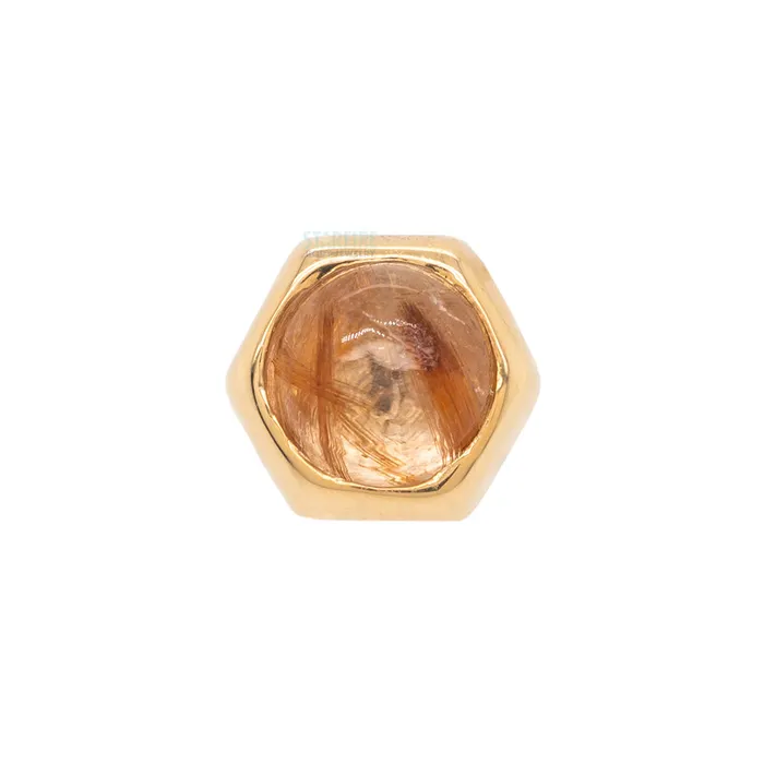 Honeycomb Threaded End in Gold with Rutilated Quartz Body Vision BVLA Earrings