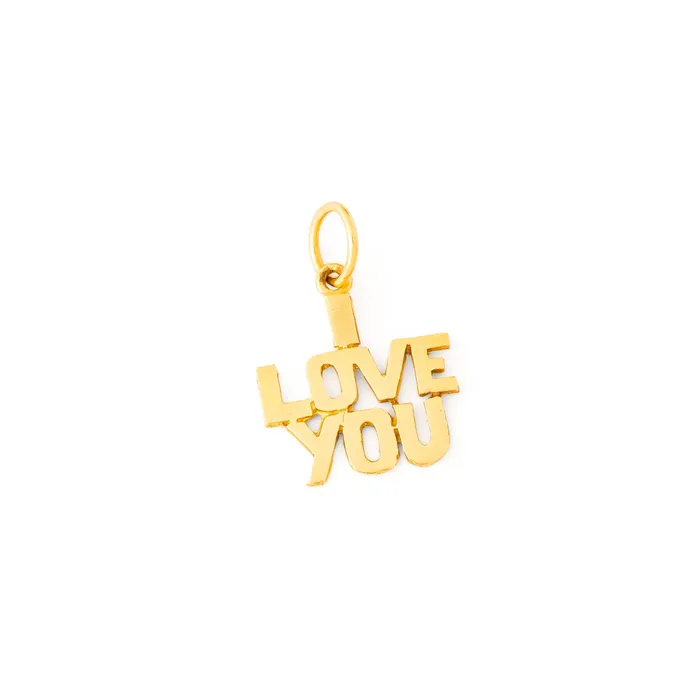 I Love You 14k Gold Charm Vintage Earrings