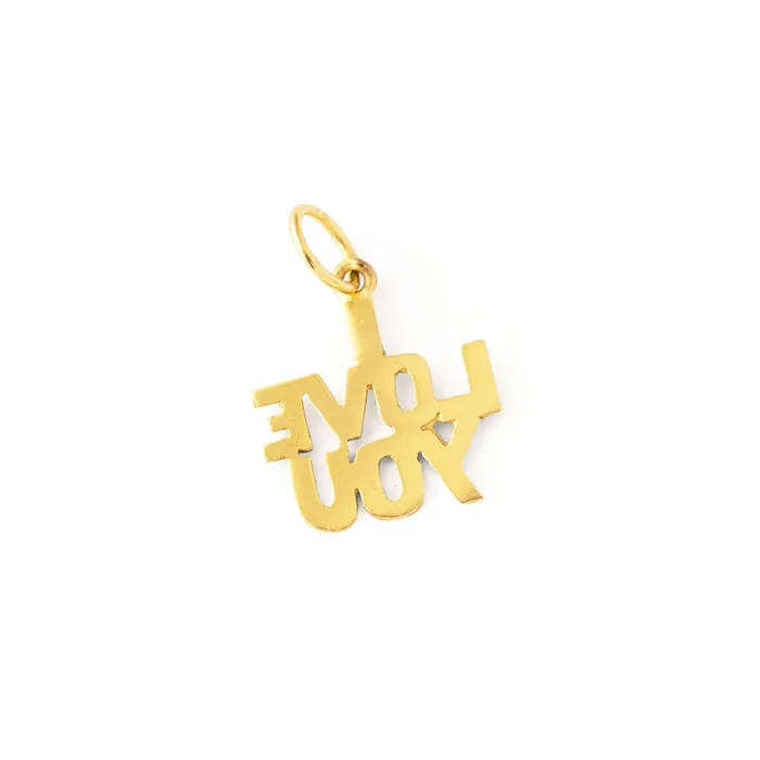I Love You 14k Gold Charm Vintage Earrings
