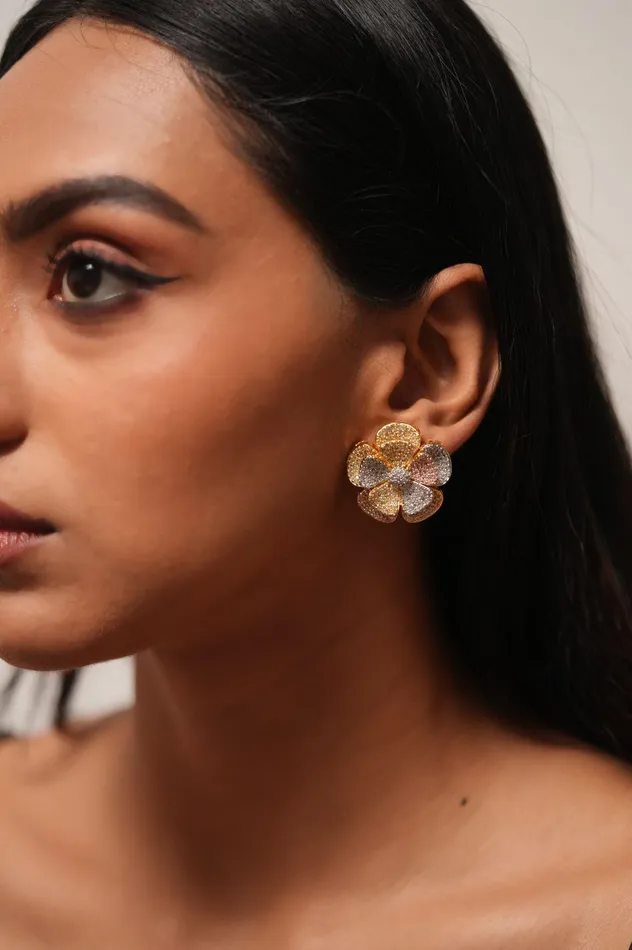 In Full Bloom Oversized Diamond Studs Attrangi Earrings In Full Bloom Oversized Diamond Studs Attrangi Earrings
