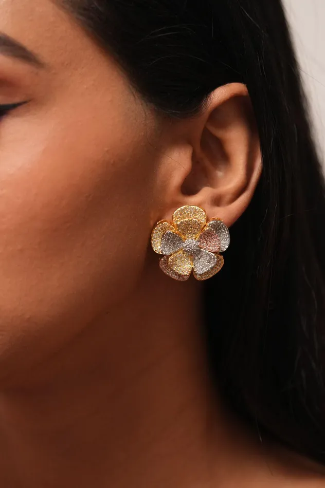 In Full Bloom Oversized Diamond Studs Attrangi Earrings In Full Bloom Oversized Diamond Studs Attrangi Earrings