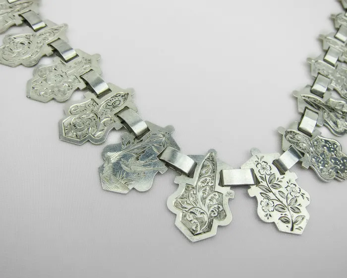 Isadoras A Victorian Silver Engraved Collar Necklaces