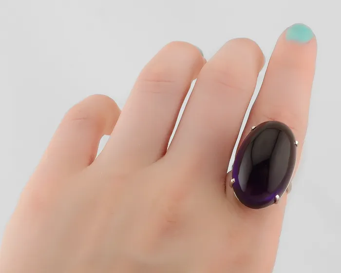 Isadoras LD Rings Art Deco Amethyst Cabochon Ring Isadoras LD Rings Art Deco Amethyst Cabochon Ring
