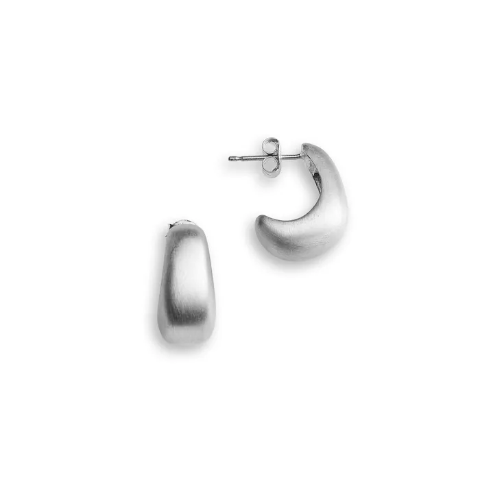 LOUPN Earrings Curved Earrings Sterling Silver Matte